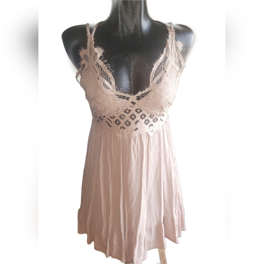 Justify Beige Lace Upper Spaghetti Strap Dress S